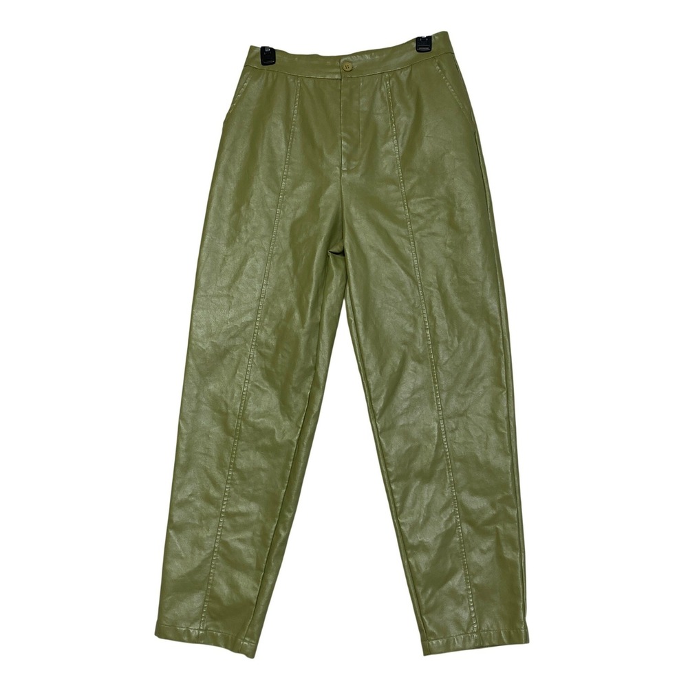 Cider Olive Green Faux Leather High Waisted Tapered Pants Womens Size Medium